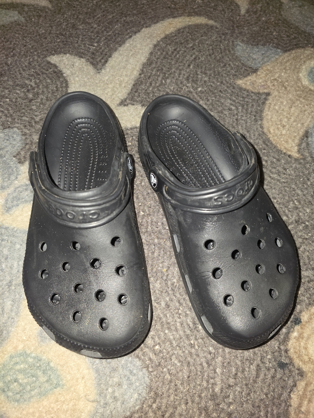 Womens Black Crocs with Heel Strap